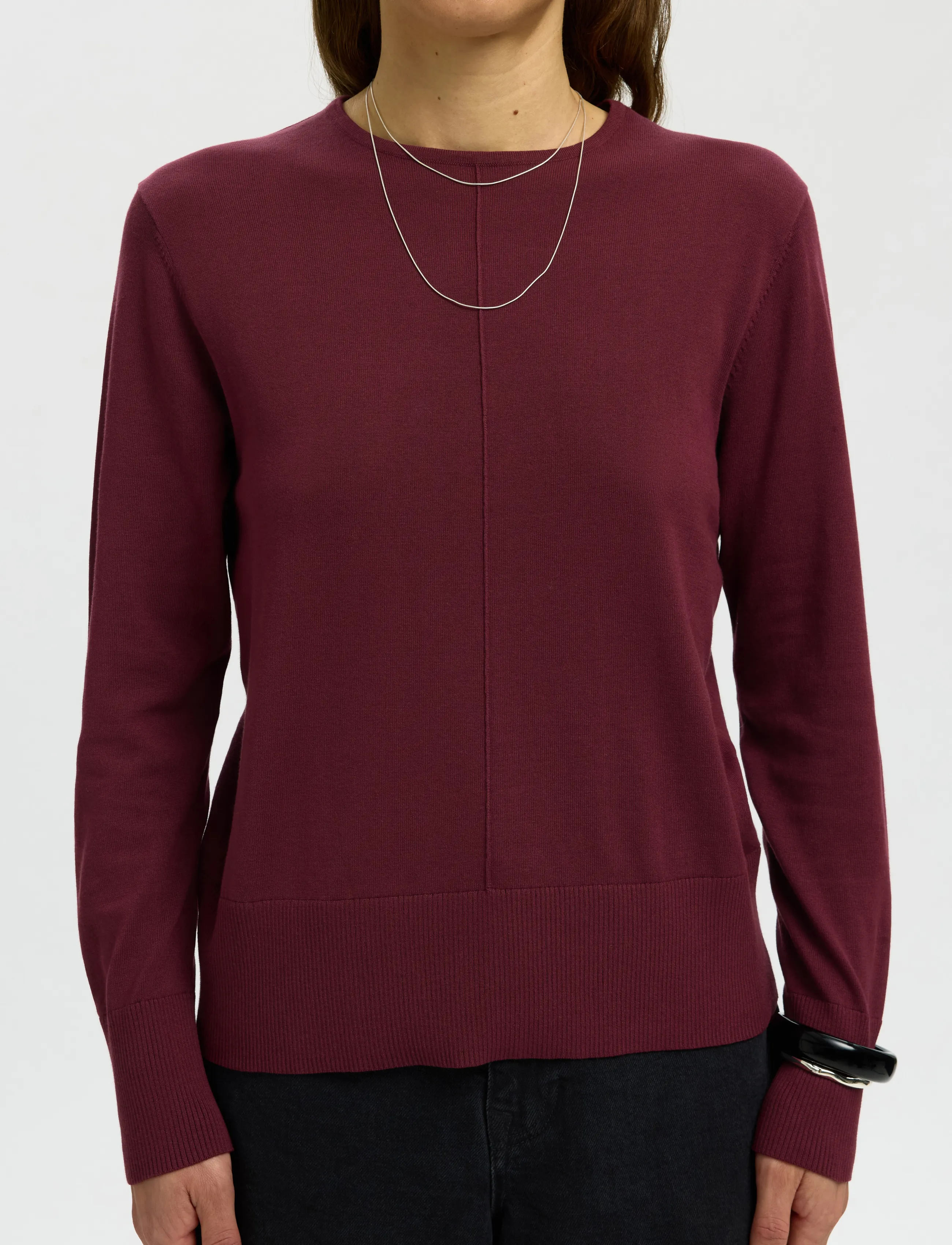Selected - SLWTOLEDO LS KNIT O-NECK - gebreide truien - tawny port - 4