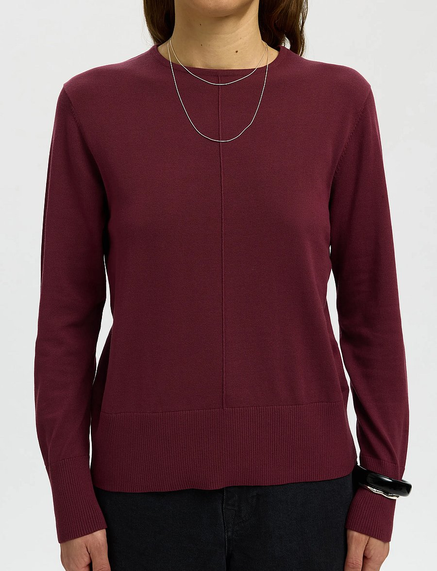 Selected - SLWTOLEDO LS KNIT O-NECK - gebreide truien - tawny port - 4