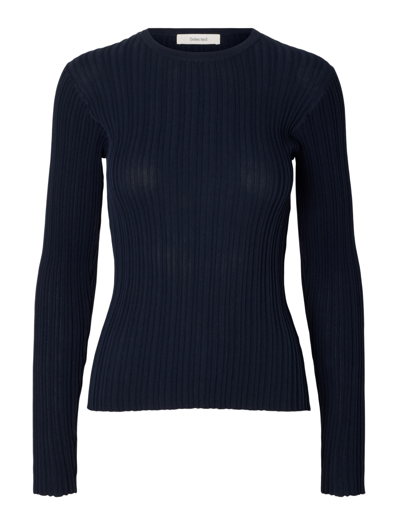Selected - SLWTOLEDO LS KNIT STRUCTURE O-NECK - kampsunid - dark sapphire - 0
