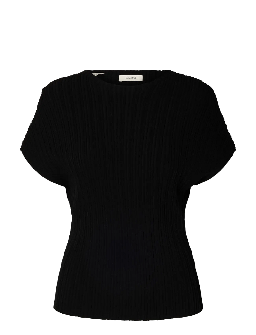 Selected - SLWCARLY 2/4 STRUCTURE O-NECK - pullover - black - 1