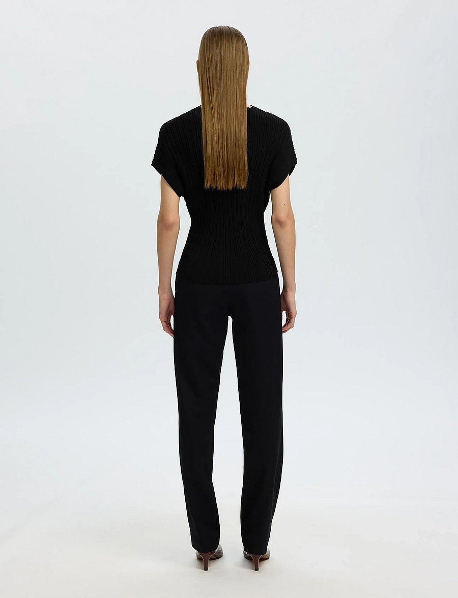 Selected - SLWCARLY 2/4 STRUCTURE O-NECK - pullover - black - 2