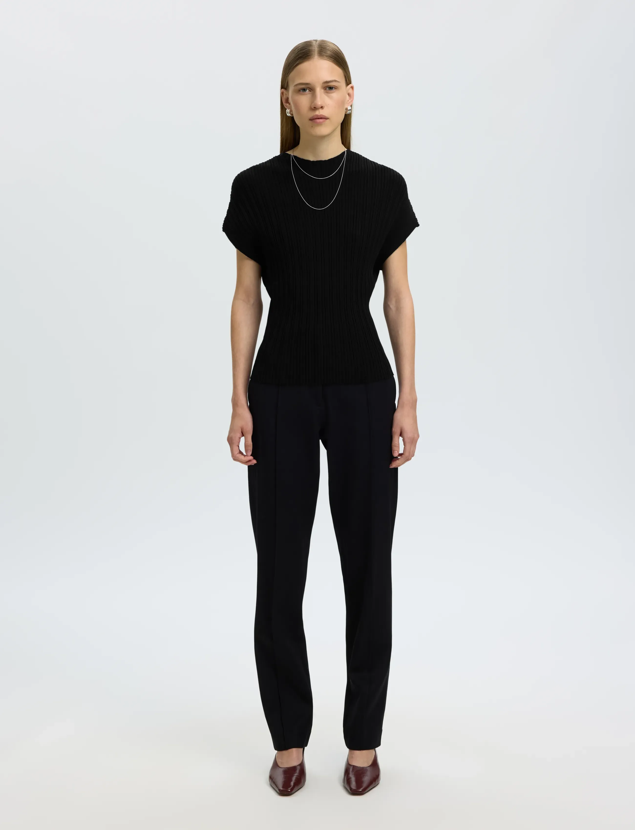 Selected - SLWCARLY 2/4 STRUCTURE O-NECK - stickade tröjor - black - 3