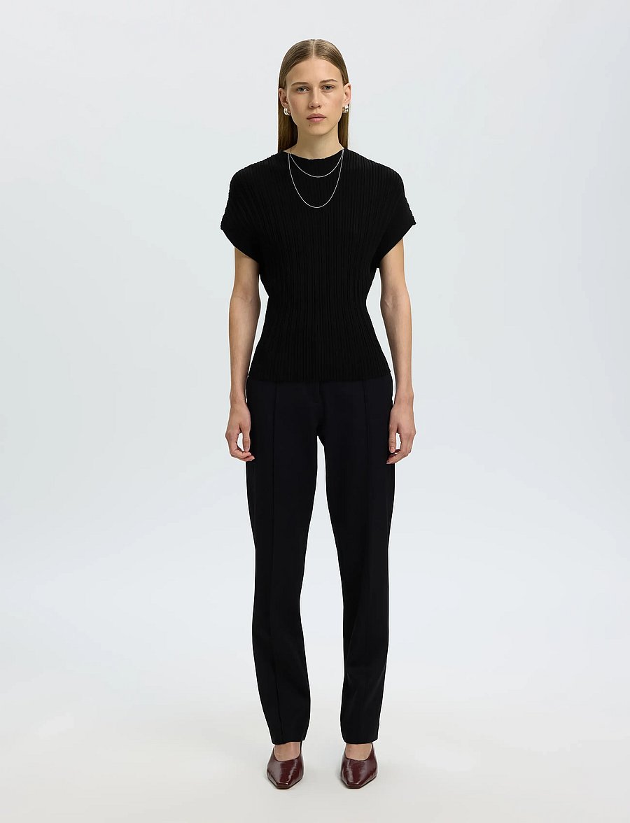 Selected - SLWCARLY 2/4 STRUCTURE O-NECK - pullover - black - 3