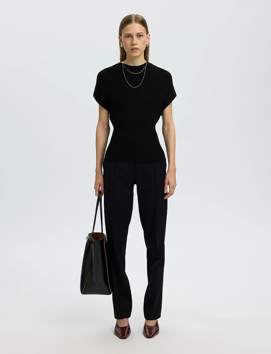 Selected - SLWCARLY 2/4 STRUCTURE O-NECK - pullover - black - 5