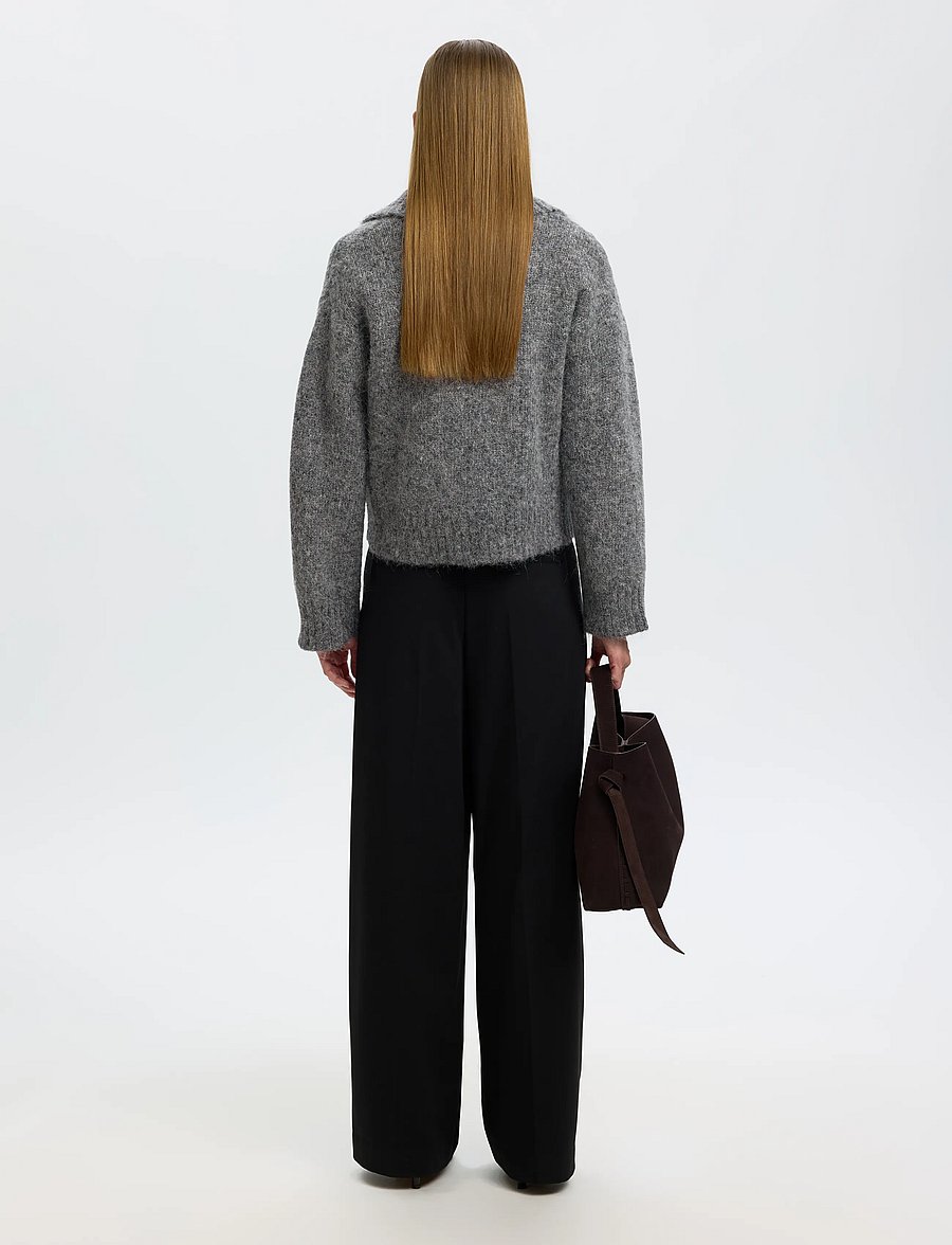 Selected - SLWANJULI LS KNIT HALF ZIP - pullover - medium grey melange - 2