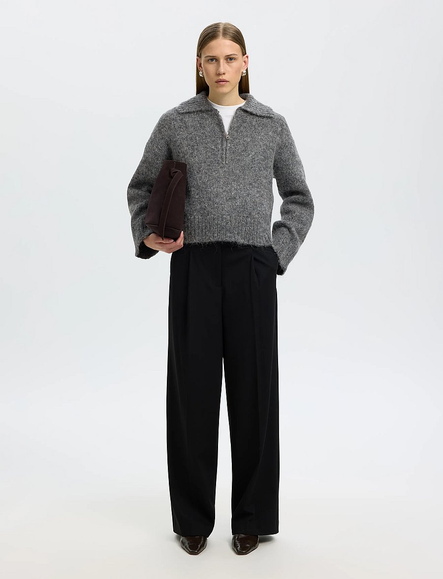 Selected - SLWANJULI LS KNIT HALF ZIP - pullover - medium grey melange - 5