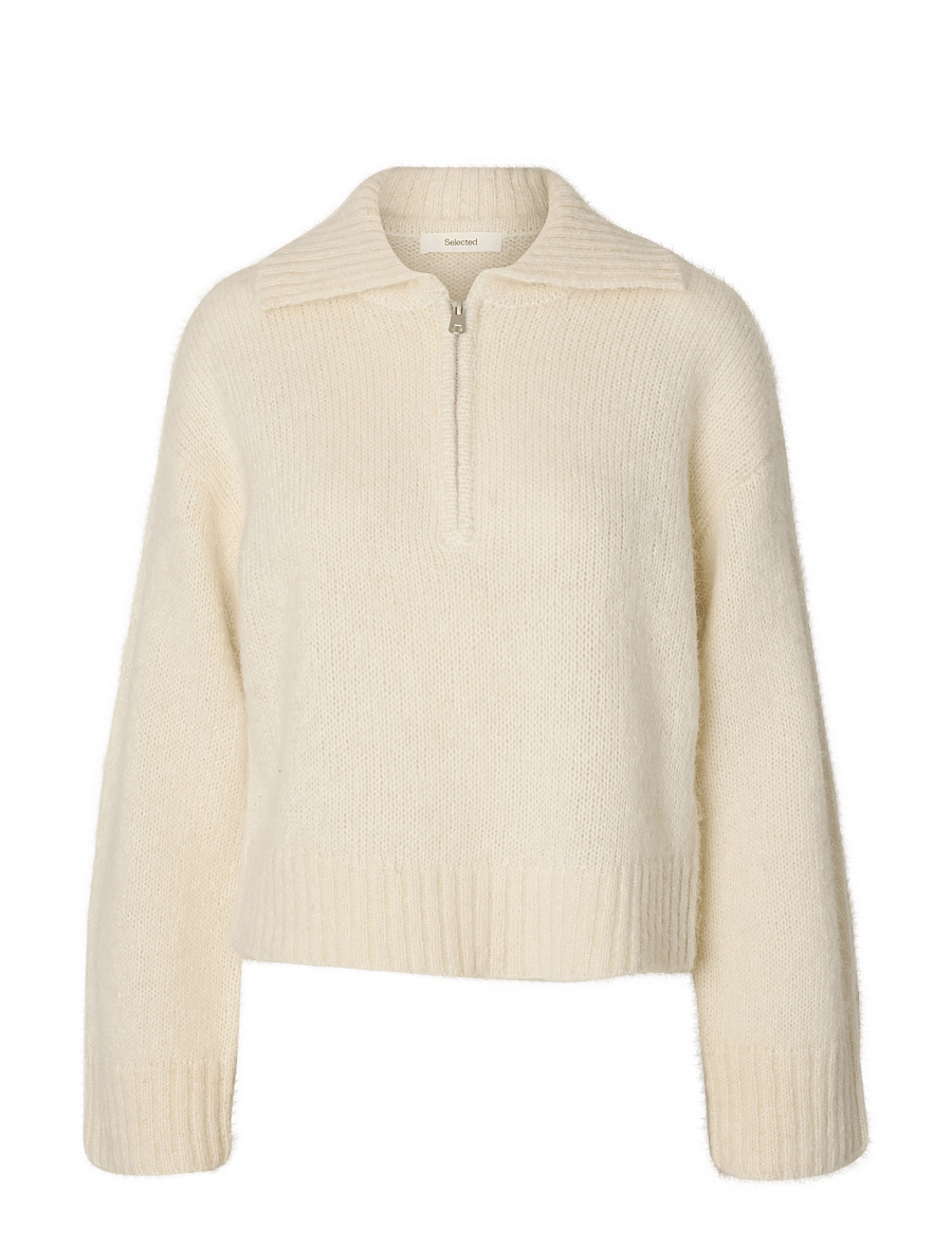 Selected - SLWANJULI LS KNIT HALF ZIP - snow white - 0
