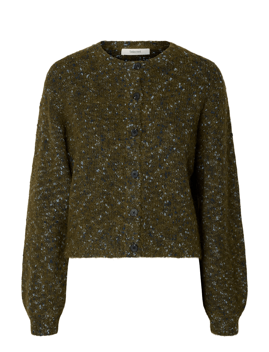 Selected - SLWKAT LS KNIT SHORT CARDIGAN - fir green - 1
