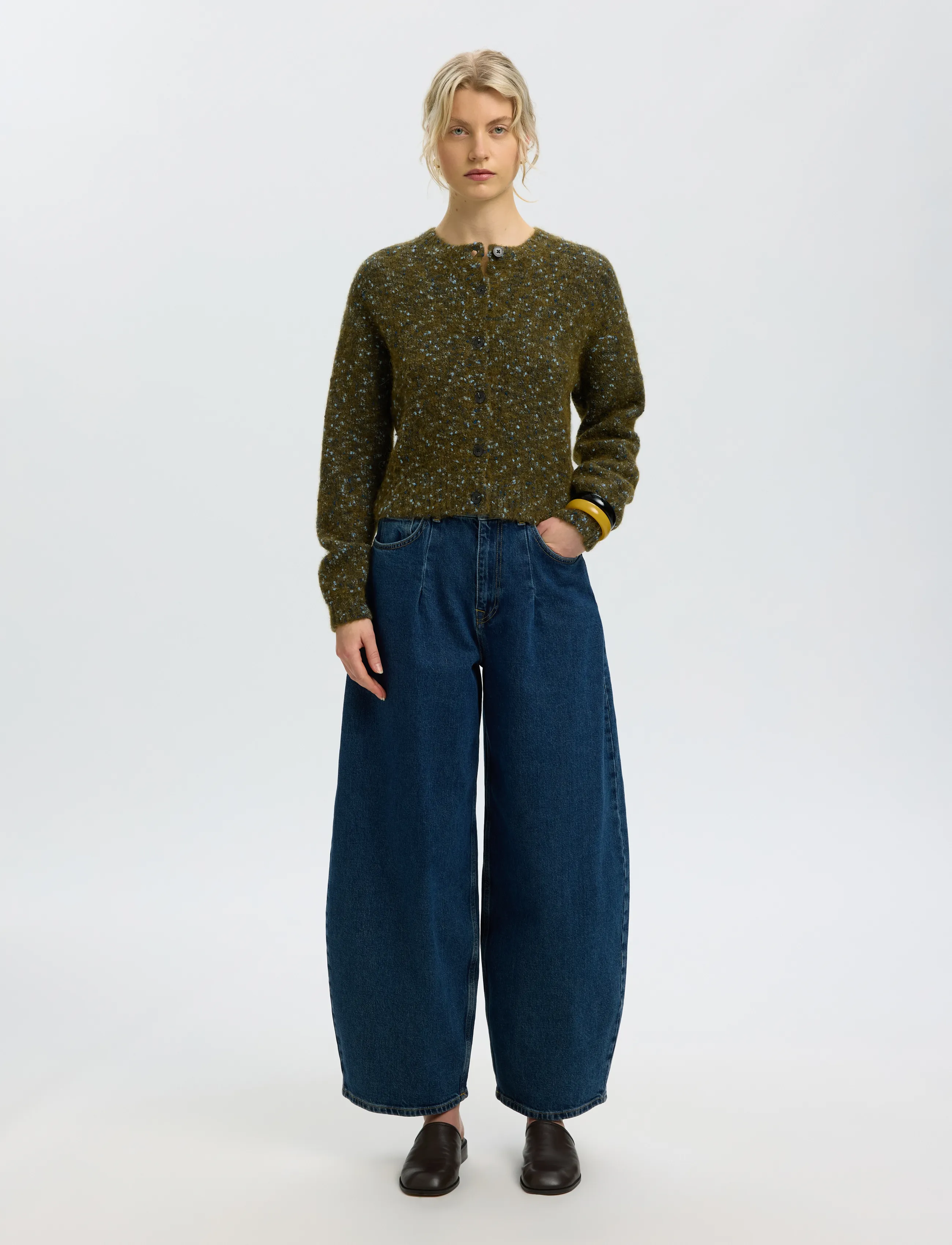 Selected - SLWKAT LS KNIT SHORT CARDIGAN - fir green - 3