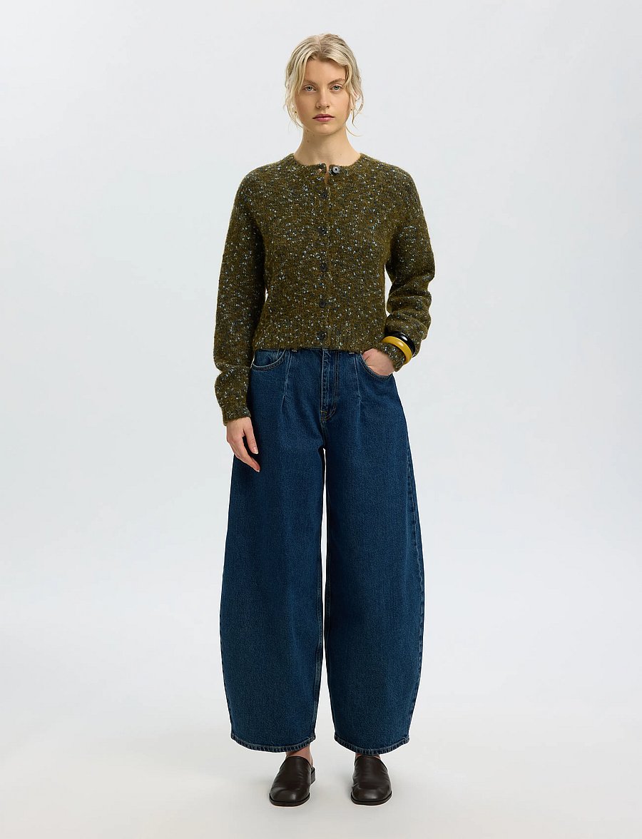 Selected - SLWKAT LS KNIT SHORT CARDIGAN - fir green - 3