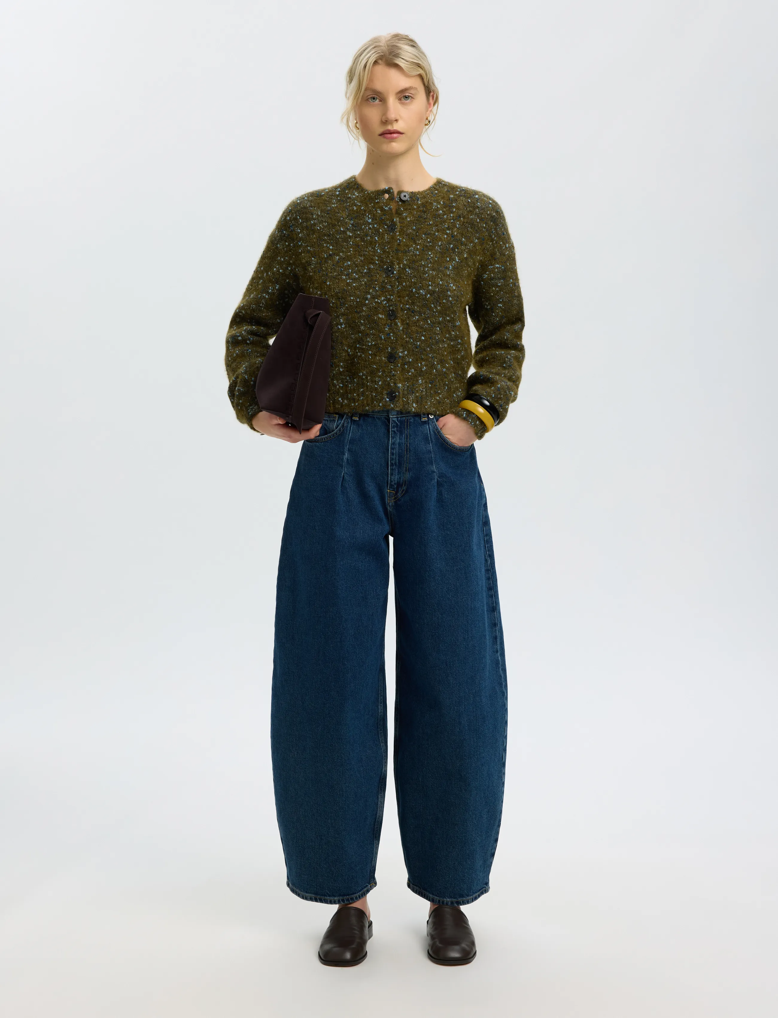 Selected - SLWKAT LS KNIT SHORT CARDIGAN - fir green - 5