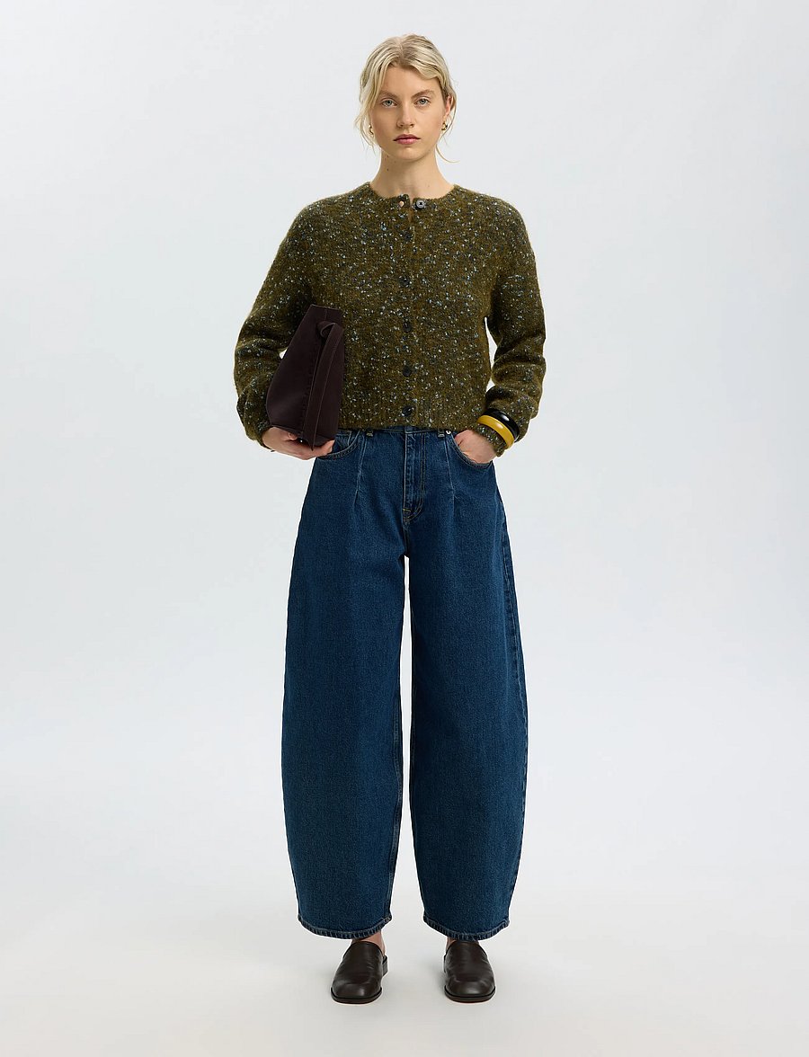 Selected - SLWKAT LS KNIT SHORT CARDIGAN - fir green - 5