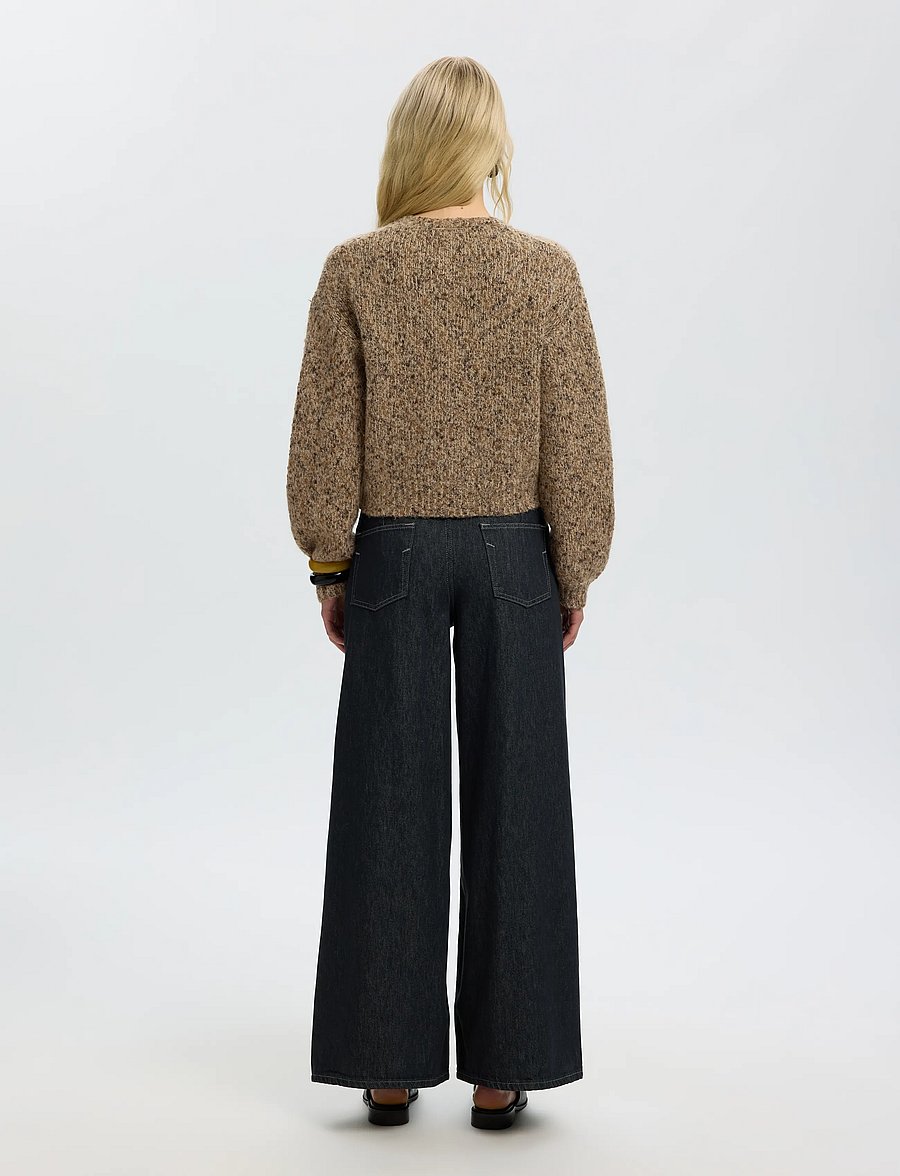 Selected - SLWKAT LS KNIT SHORT CARDIGAN - cardigans - travertine - 2