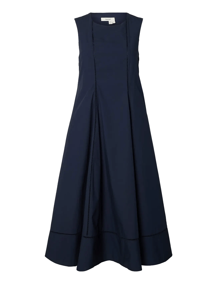 Selected - SLFDELIA REG SL MIDI LADDER STITCH DRESS - midi kjoler - dark sapphire - 1