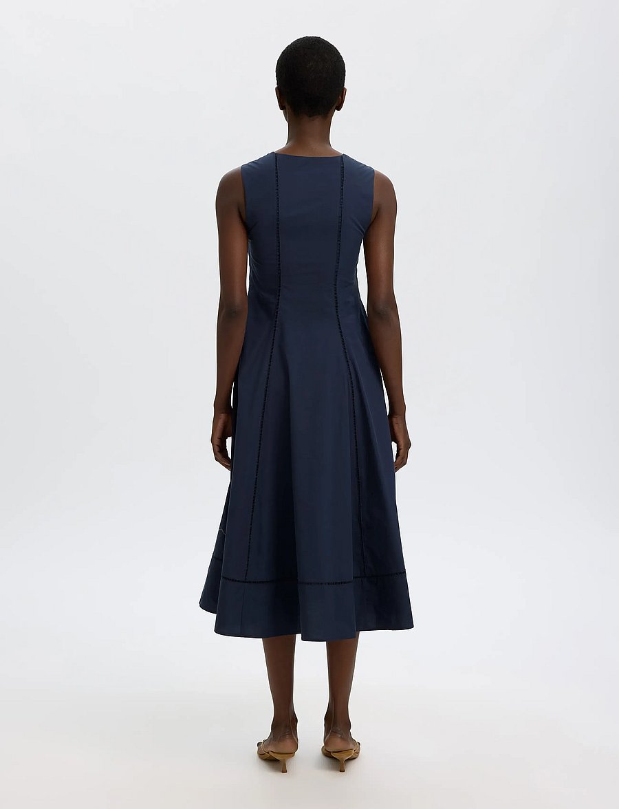 Selected - SLFDELIA REG SL MIDI LADDER STITCH DRESS - midi kjoler - dark sapphire - 2
