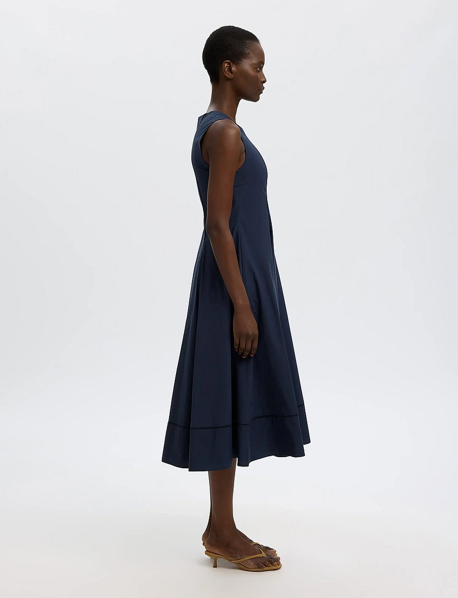 Selected - SLFDELIA REG SL MIDI LADDER STITCH DRESS - midi kjoler - dark sapphire - 5