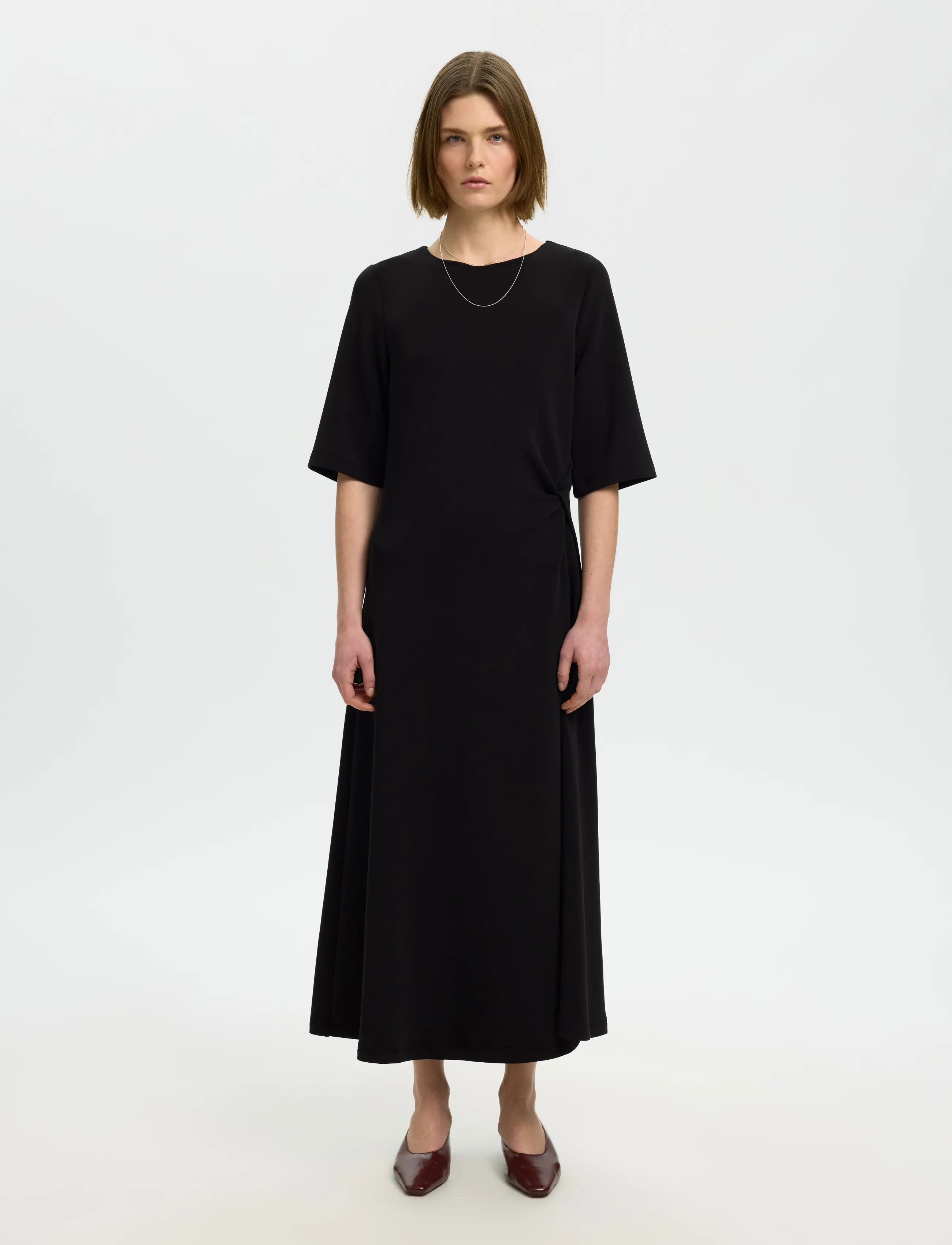 Selected SLWTENNY SS O-NECK DRESS NOOS - Riided - BLACK / black