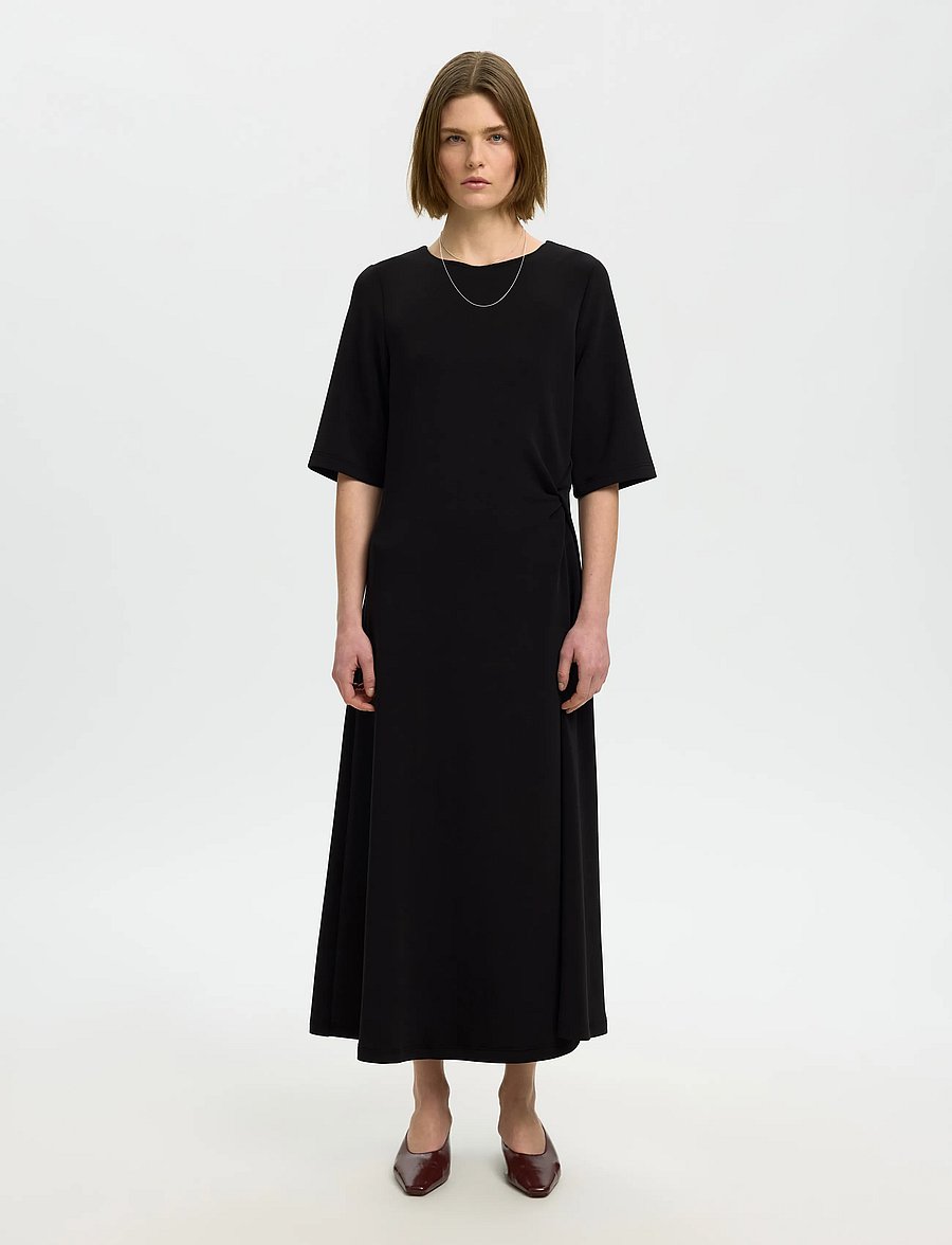 Selected - SLWTENNY SS O-NECK DRESS NOOS - sommerkjoler - black - 0
