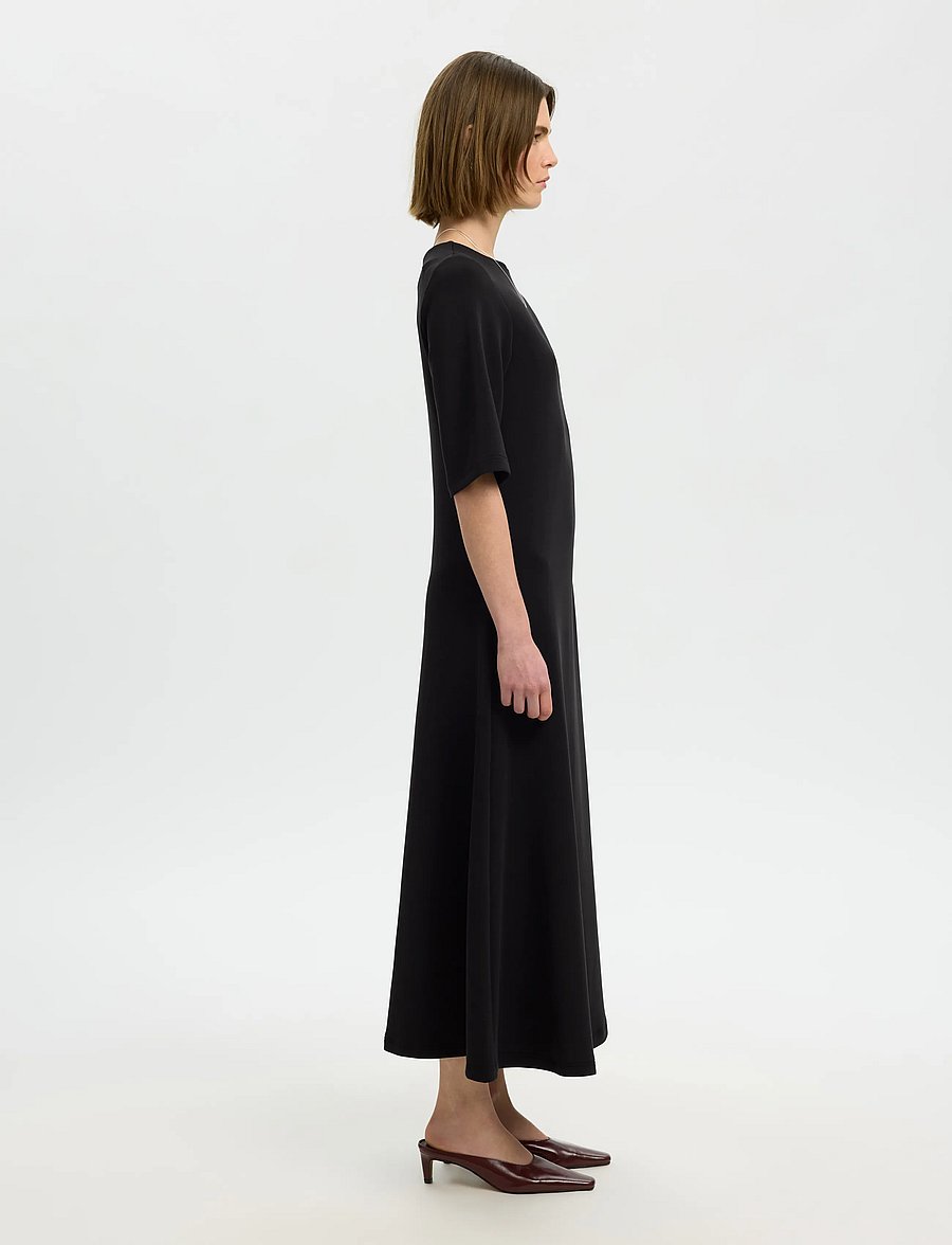 Selected - SLWTENNY SS O-NECK DRESS NOOS - sommerkjoler - black - 4