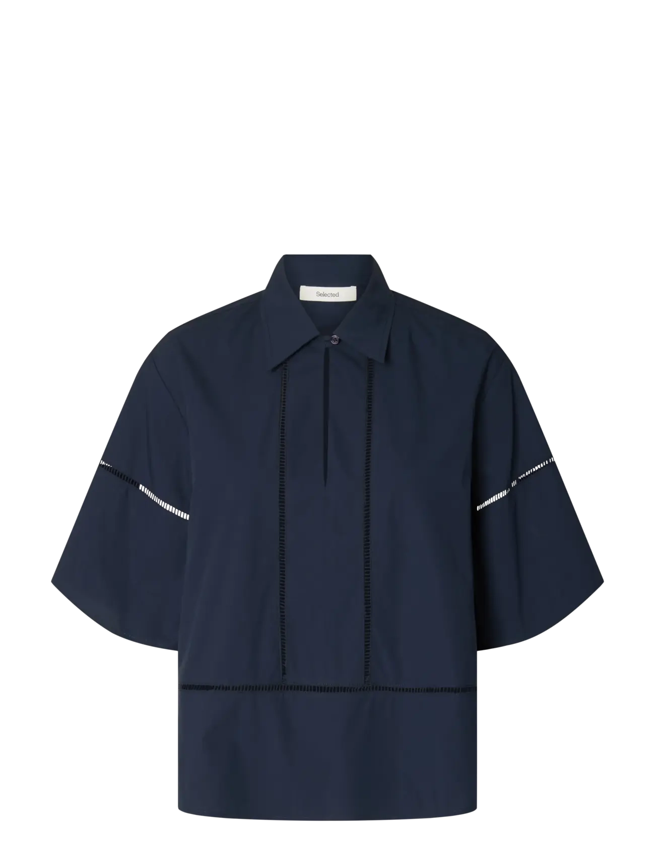 Selected SLFDELIA 2/4 BOXY LADDER STITCH TOP B - Selected - DARK SAPPHIRE / navy