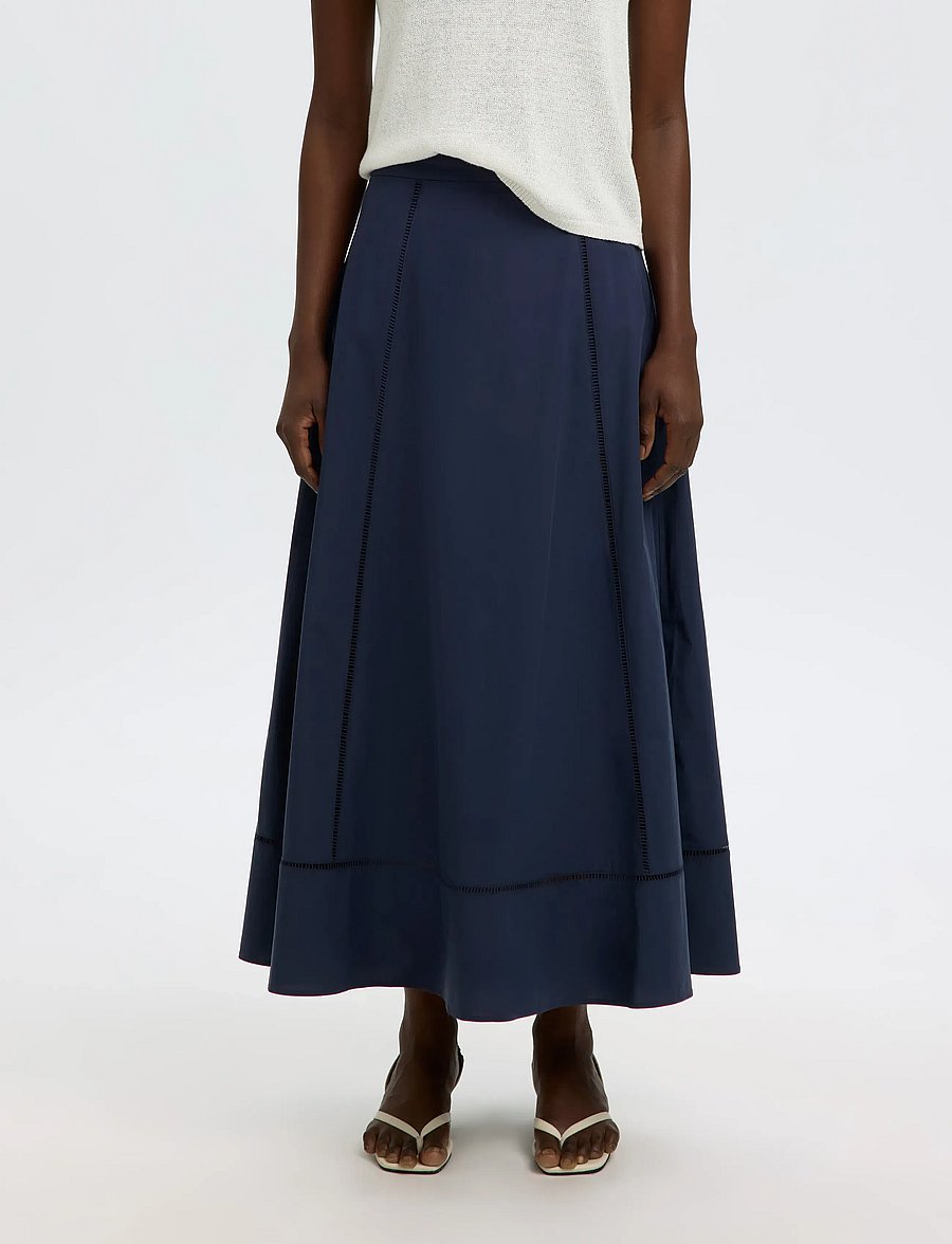 Selected - SLFDELIA ANKLE LADDER STITCH SKIRT B - jupes longues - dark sapphire - 0