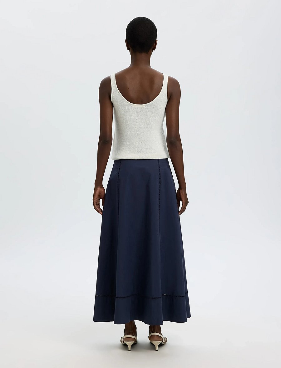 Selected - SLFDELIA ANKLE LADDER STITCH SKIRT B - jupes longues - dark sapphire - 2