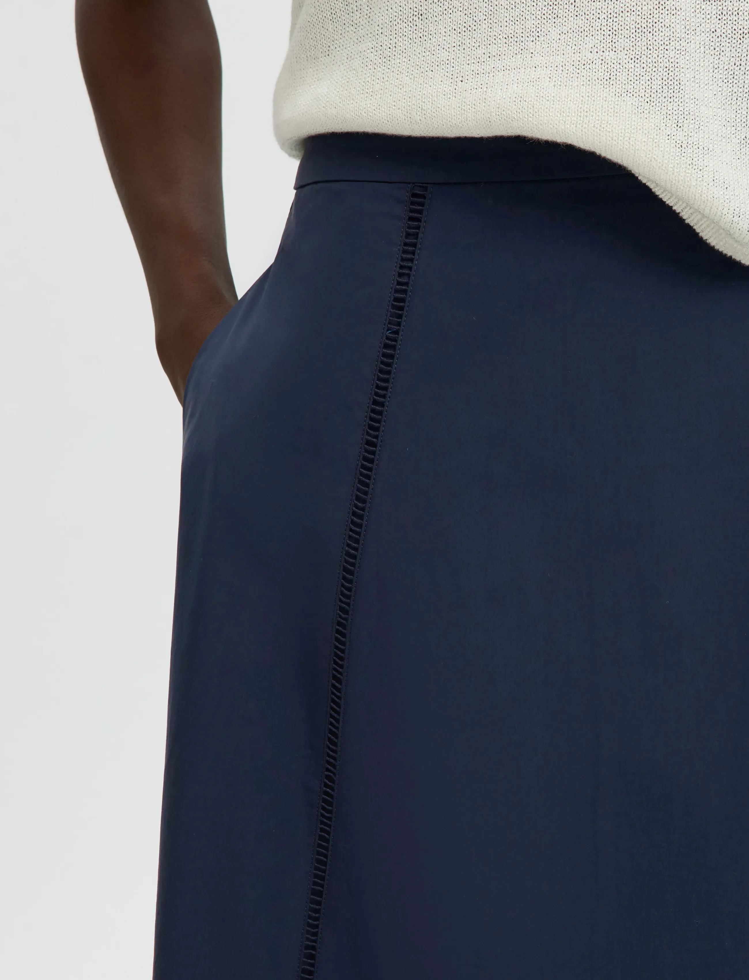 Selected - SLFDELIA ANKLE LADDER STITCH SKIRT B - jupes longues - dark sapphire - 4
