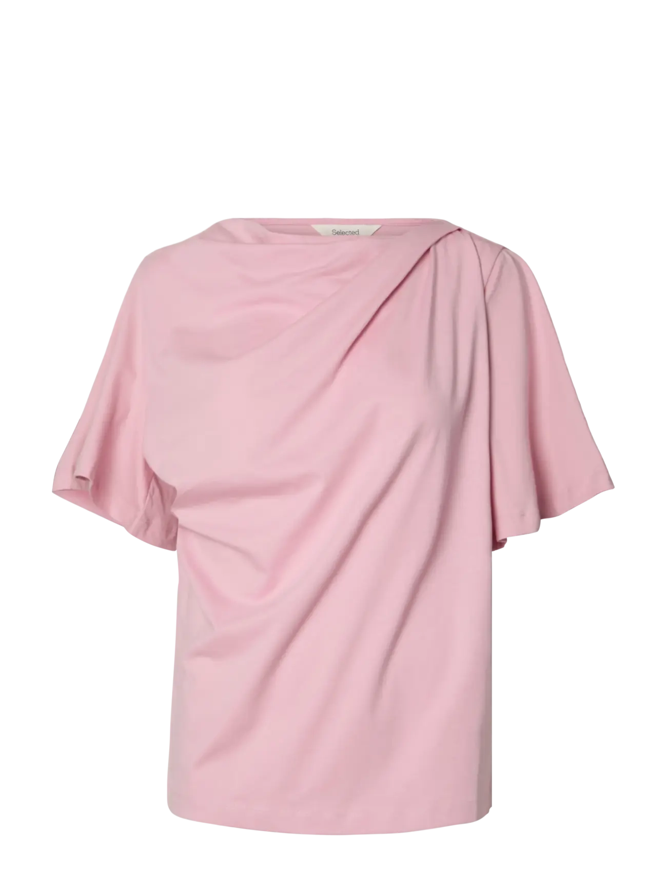 SELECTED Slfoline Hell Ss Draped Neck Tee Ex Pink - S - Damen