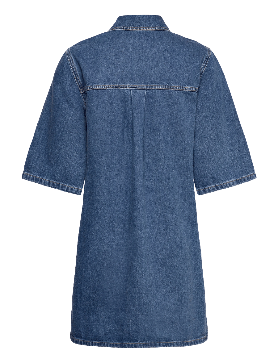 Selected - SLFAGATHE SHORT DENIM DRESS - hemdkleider - medium blue denim - 2