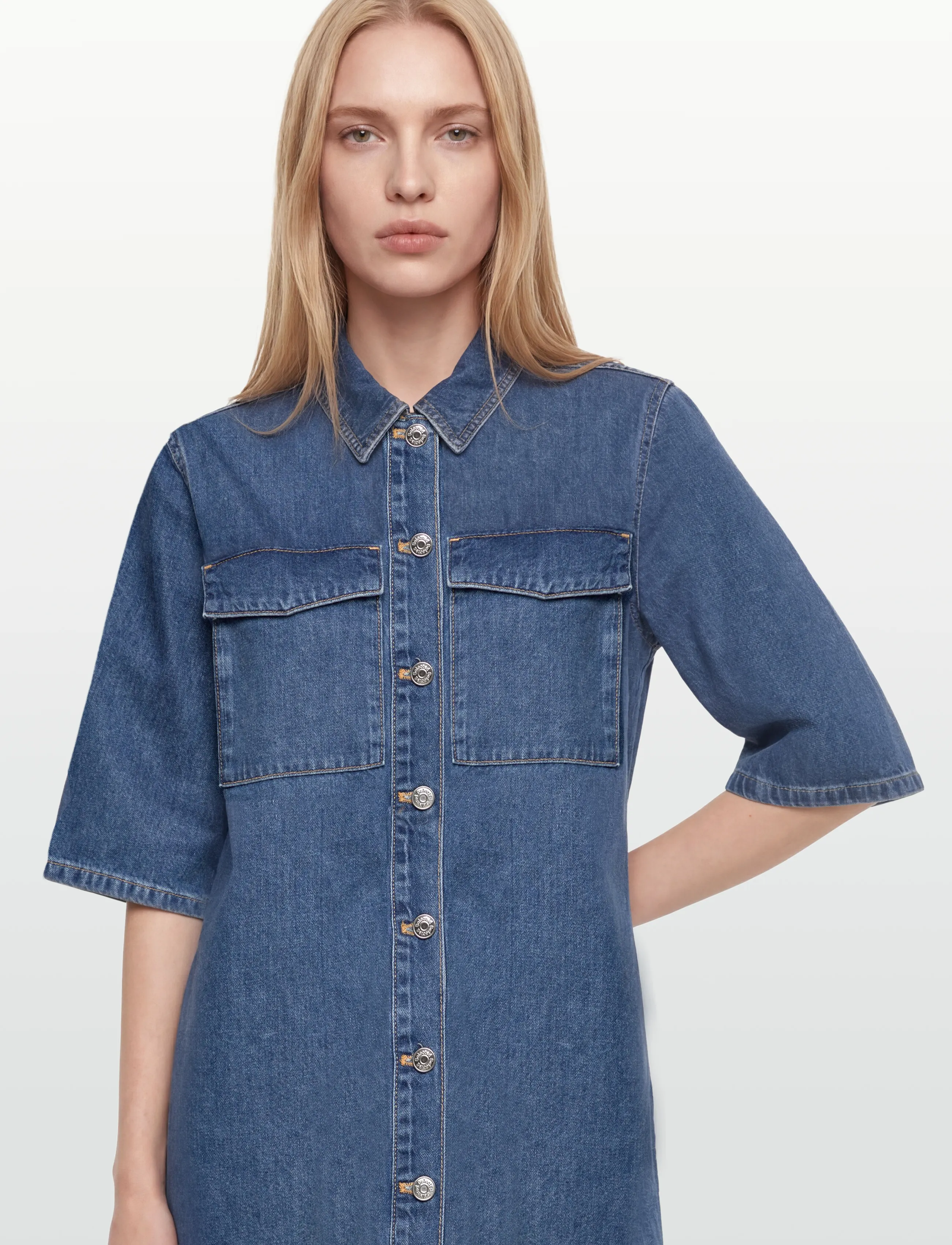 Selected - SLFAGATHE SHORT DENIM DRESS - skjortekjoler - medium blue denim - 3