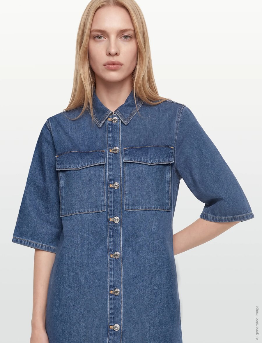 Selected - SLFAGATHE SHORT DENIM DRESS - hemdkleider - medium blue denim - 3