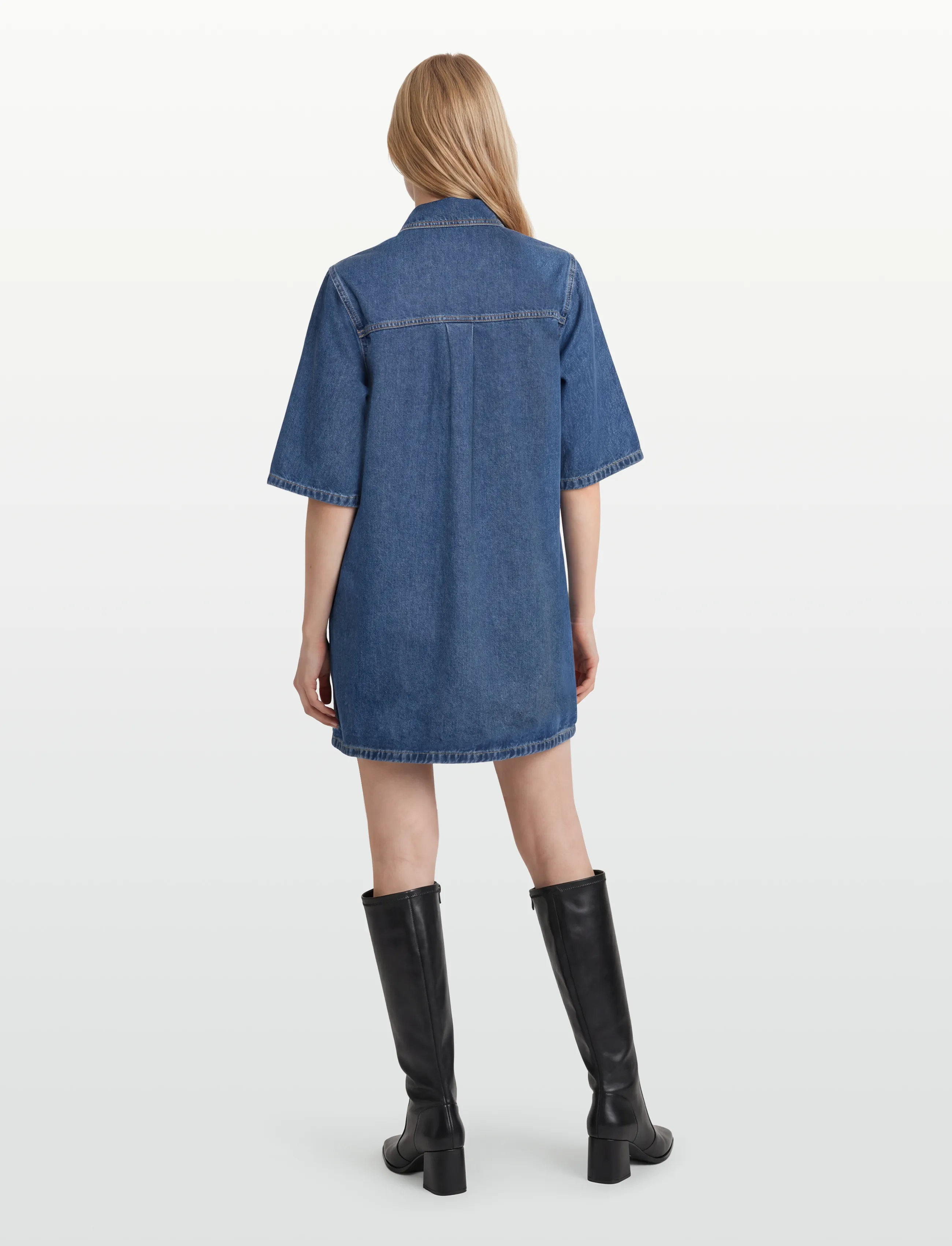 Selected - SLFAGATHE SHORT DENIM DRESS - skjortekjoler - medium blue denim - 4
