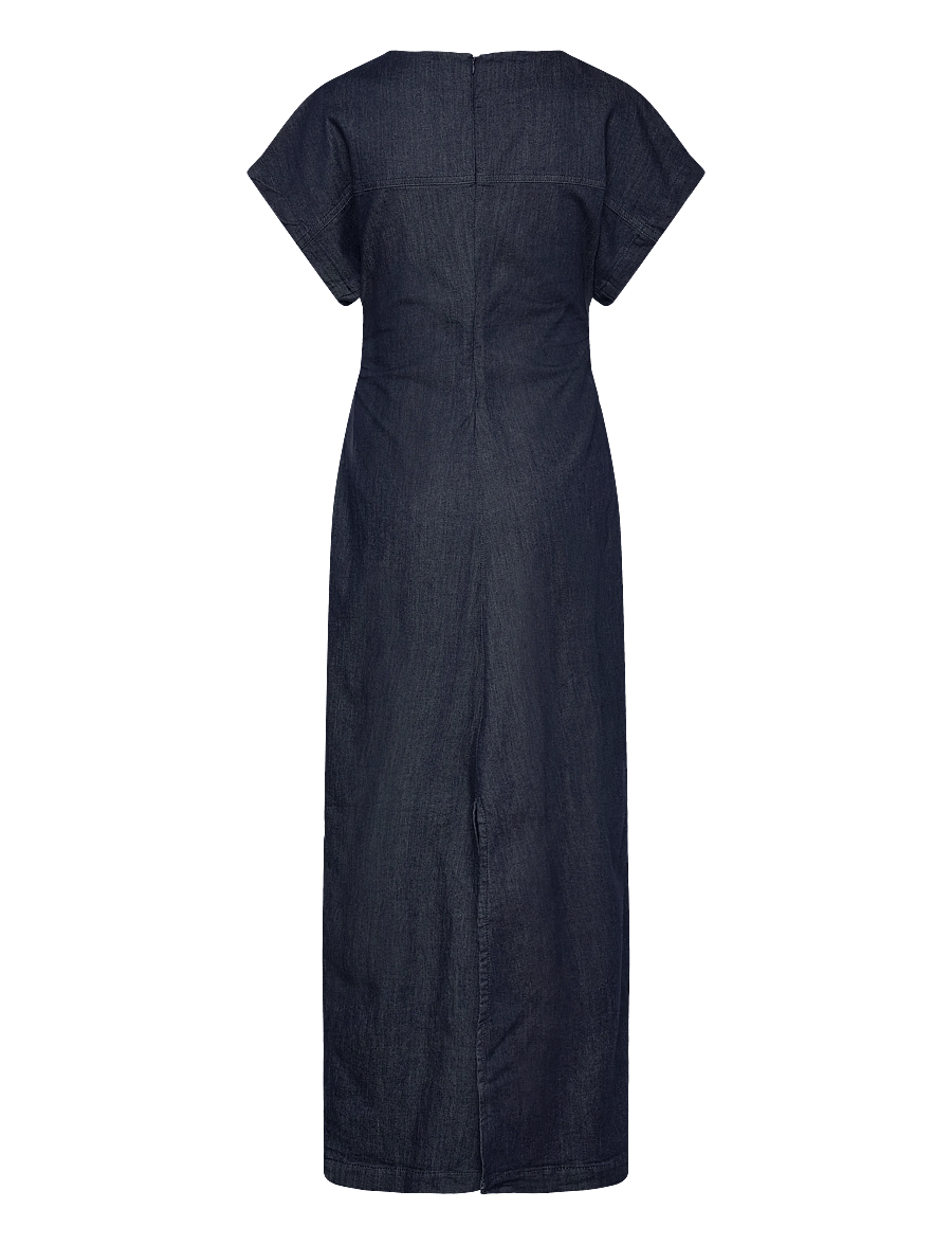 Selected - SLFASTA SS ANKLE DRESS - maxikleider - dark blue denim - 1