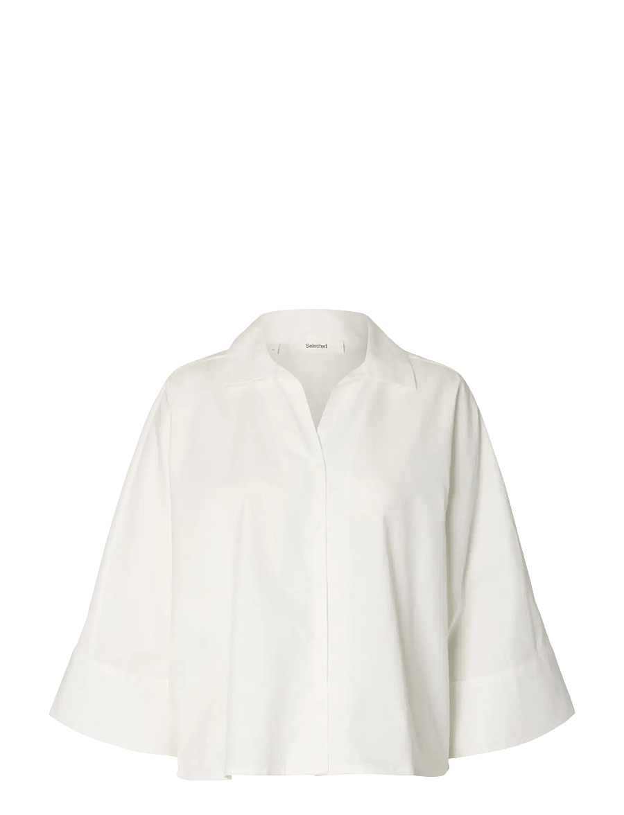 Selected - SLWEMILIA OVERSIZE 3/4 SHIRT NOOS - langærmede skjorter - bright white - 1