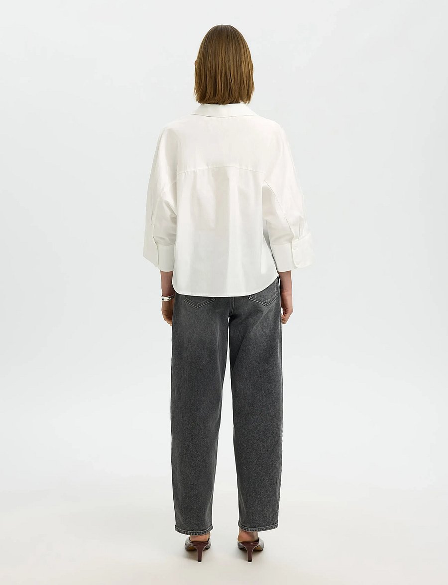 Selected - SLWEMILIA OVERSIZE 3/4 SHIRT NOOS - langærmede skjorter - bright white - 2