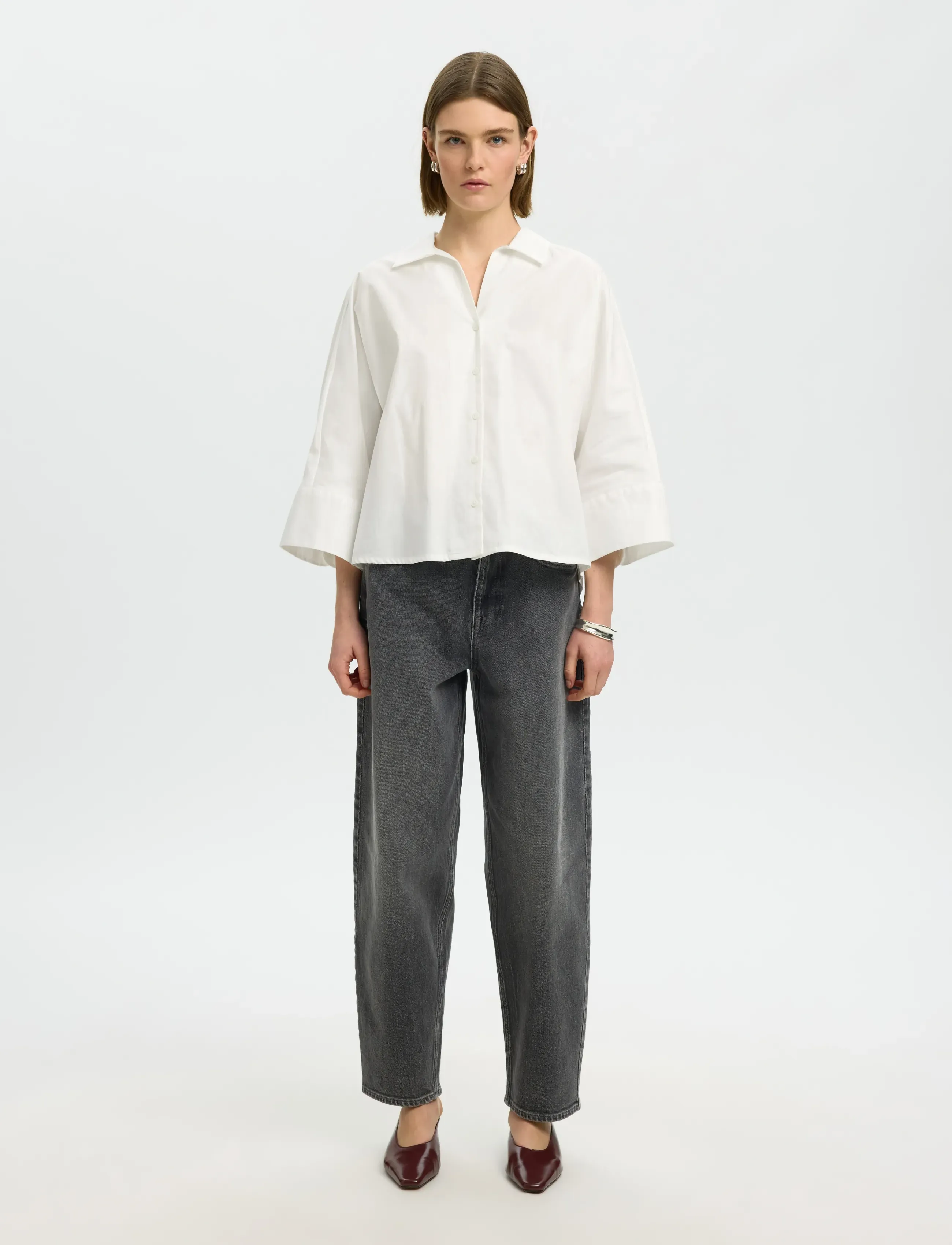 Selected - SLWEMILIA OVERSIZE 3/4 SHIRT NOOS - chemises à manches longues - bright white - 3