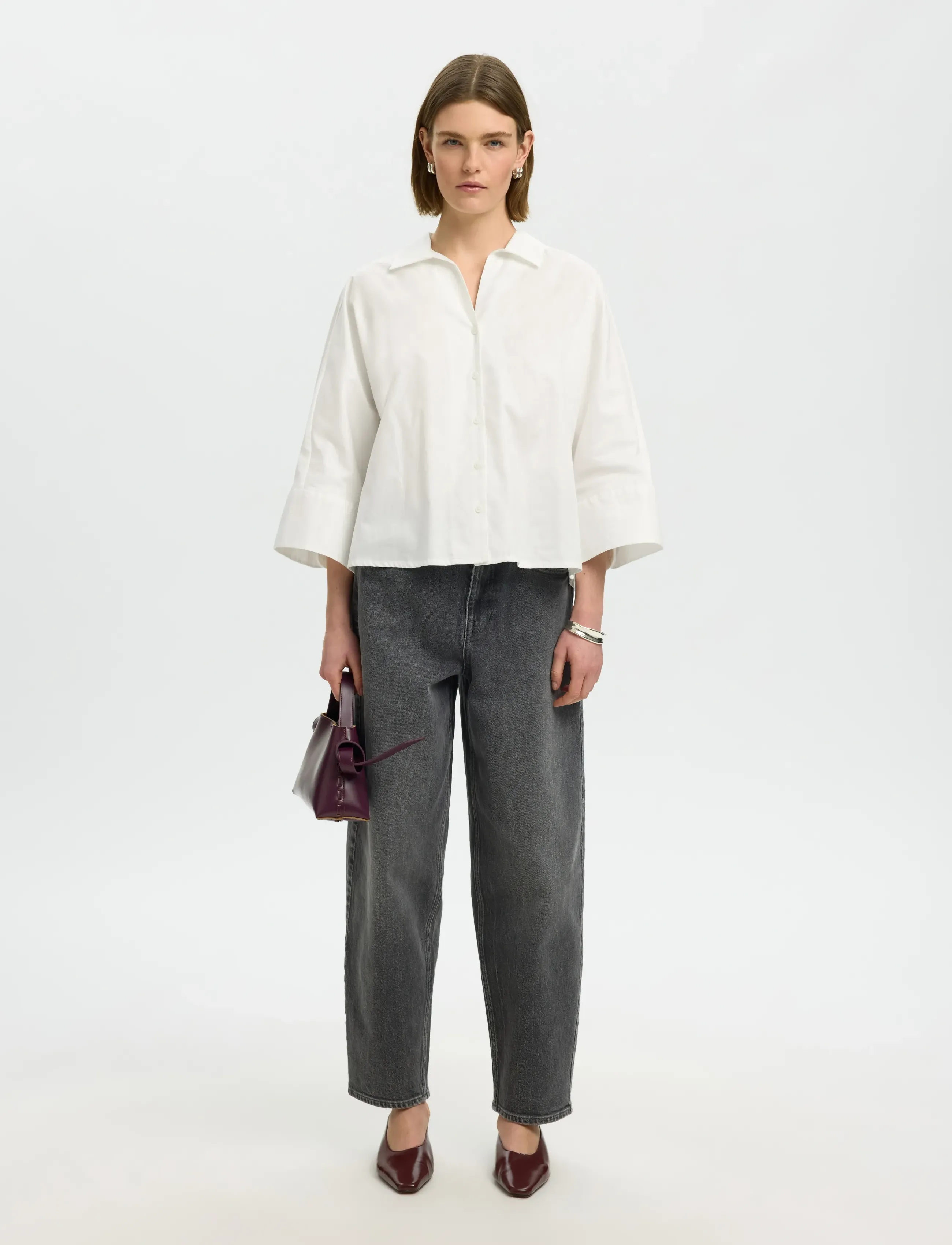 Selected - SLWEMILIA OVERSIZE 3/4 SHIRT NOOS - chemises à manches longues - bright white - 5