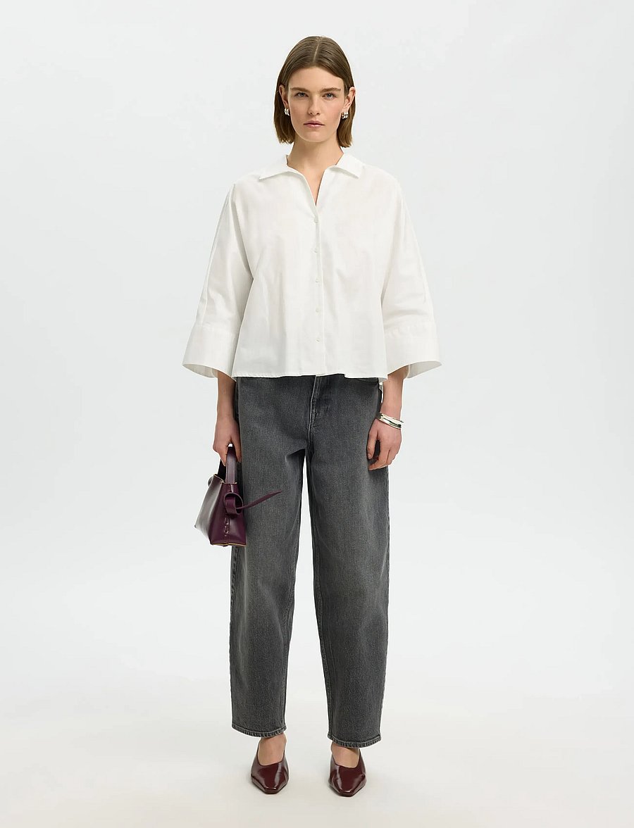 Selected - SLWEMILIA OVERSIZE 3/4 SHIRT NOOS - langærmede skjorter - bright white - 5