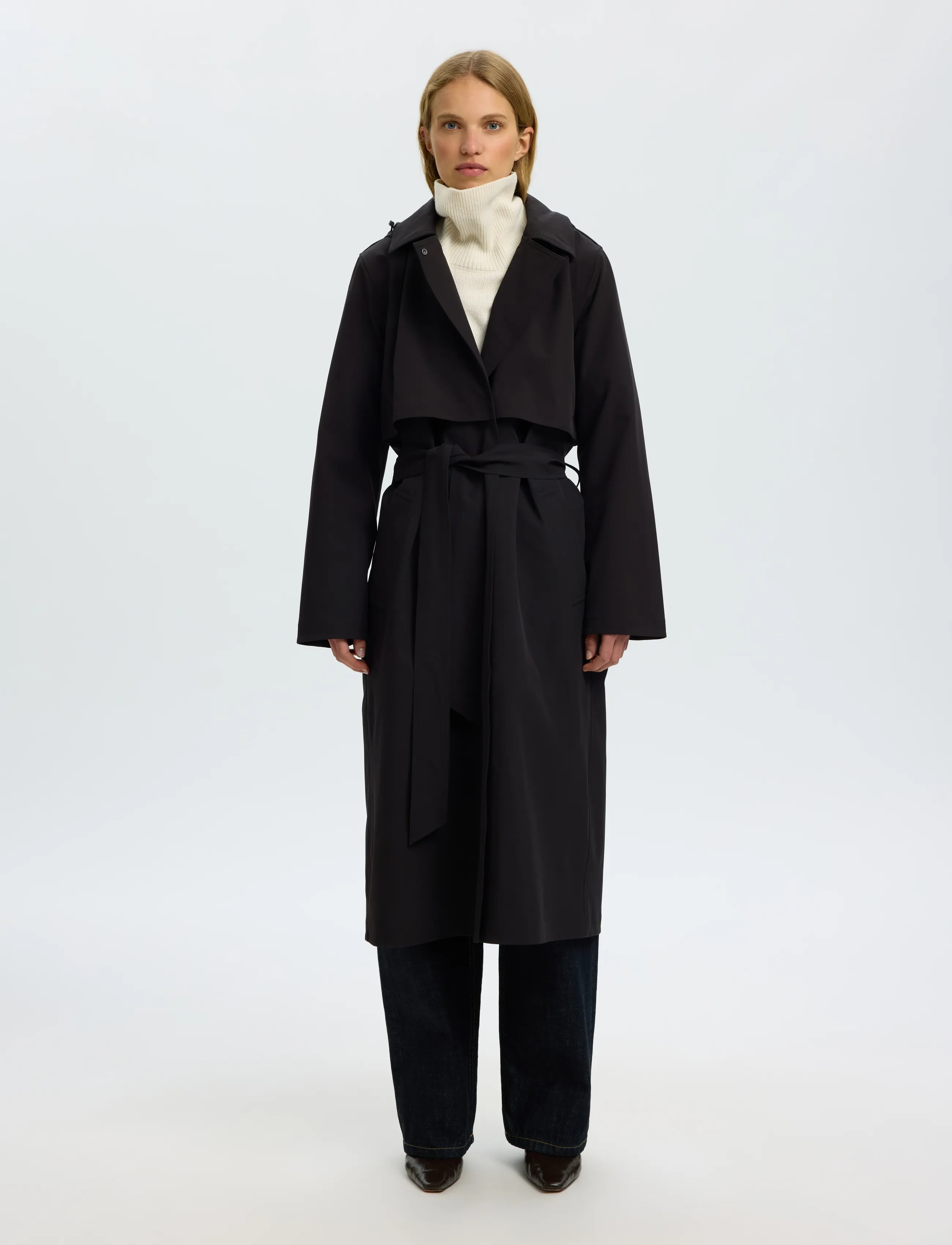 Selected Slwnew Aline Tech Trenchcoat Noos, 44, Coats, Schwarz - Trench Frauen