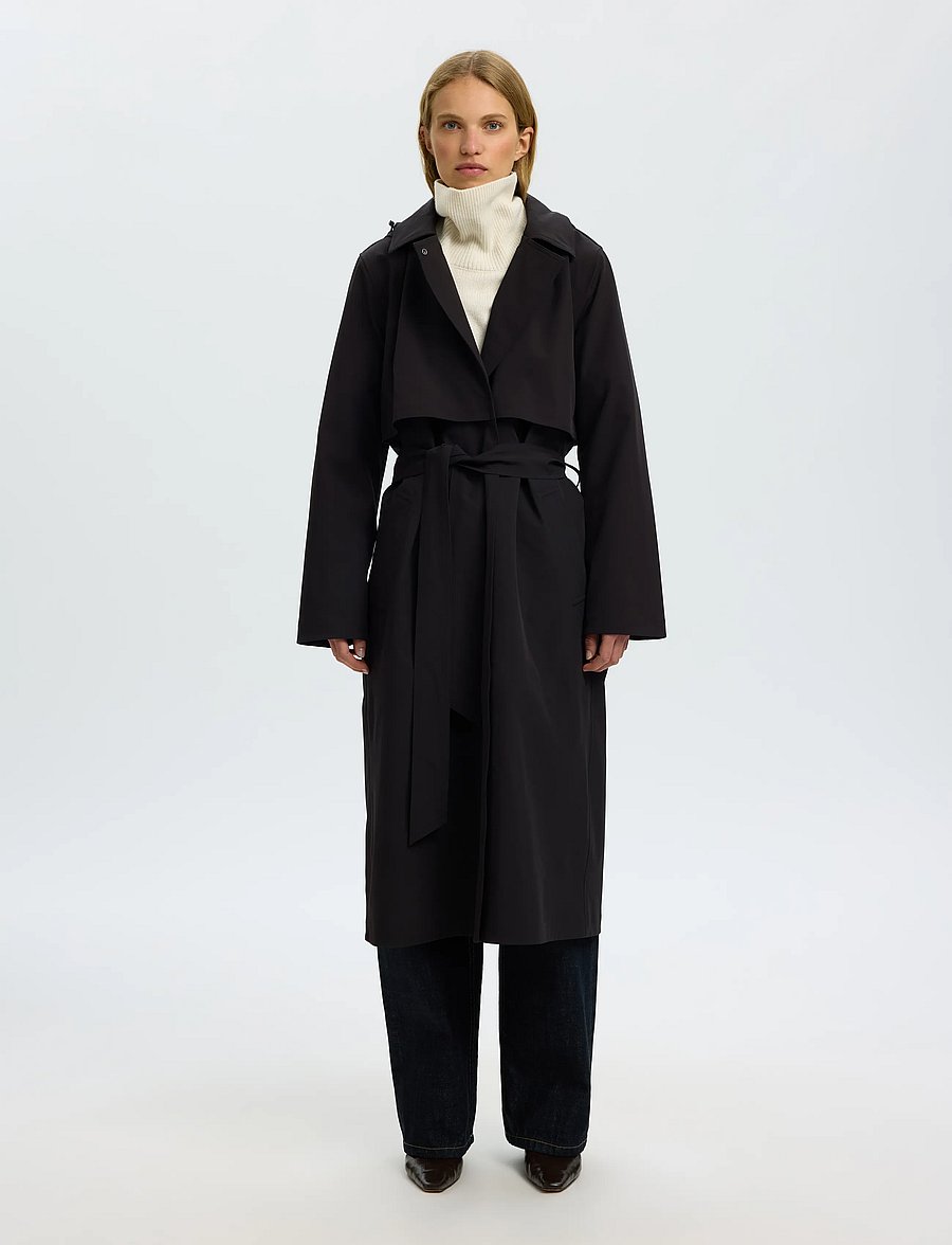 Selected - SLWNEW ALINE TECH TRENCHCOAT NOOS - trenchcoats - black - 0