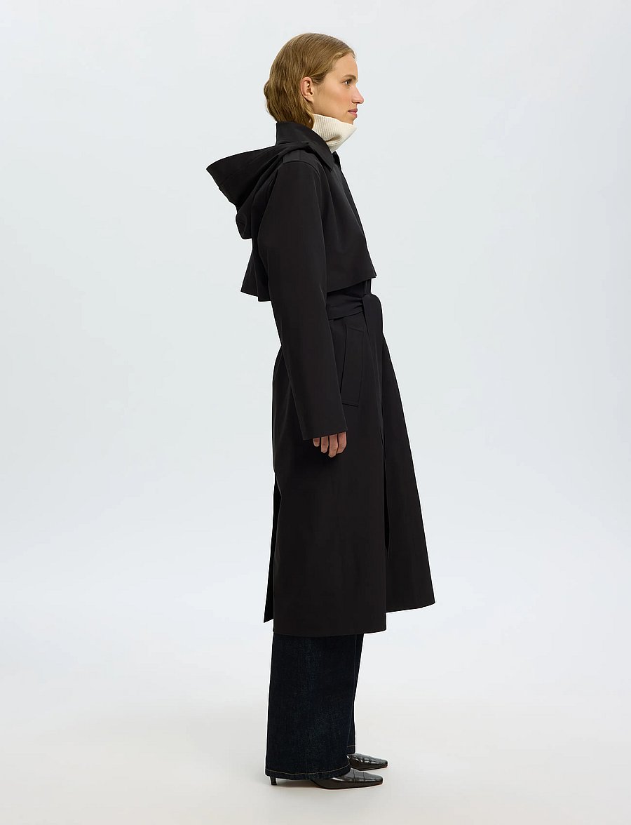 Selected - SLWNEW ALINE TECH TRENCHCOAT NOOS - trenchcoats - black - 3
