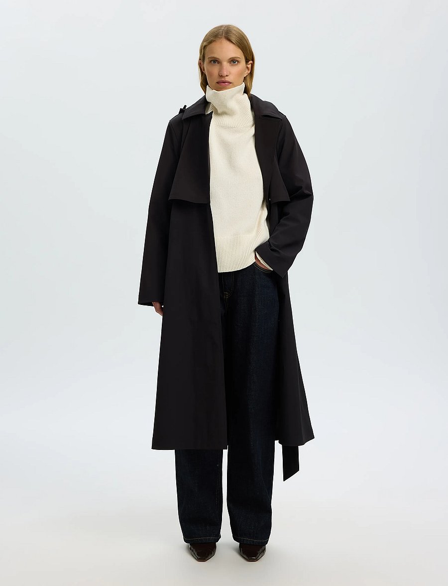 Selected - SLWNEW ALINE TECH TRENCHCOAT NOOS - trenchcoats - black - 5
