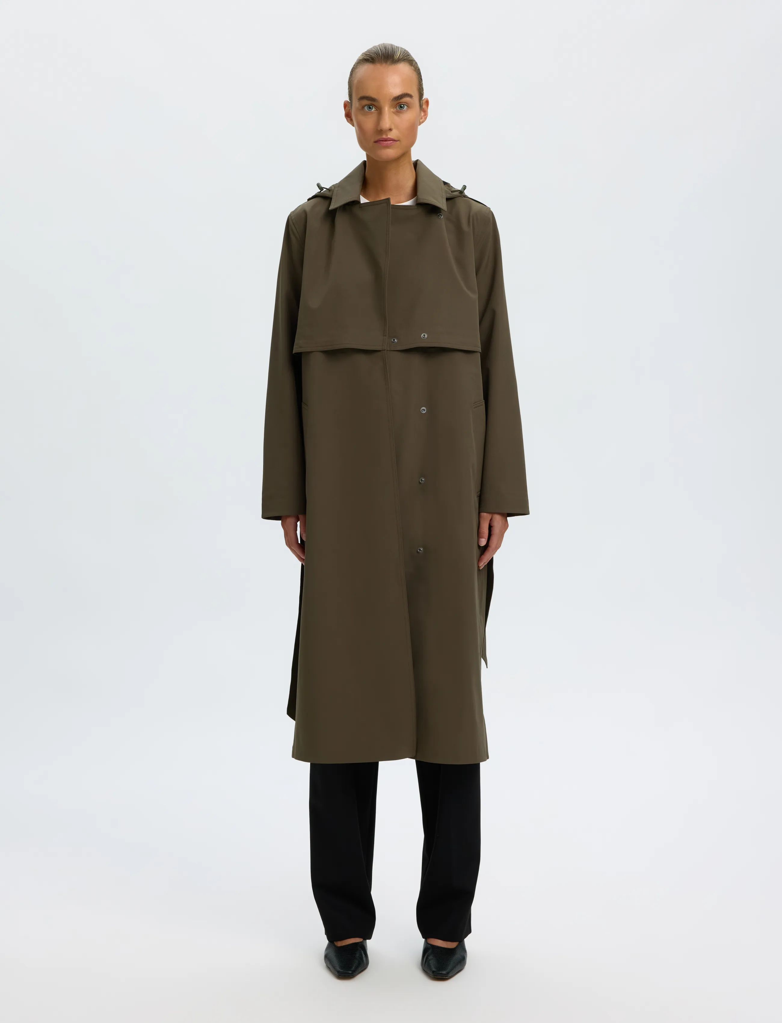 Selected Slwnew Aline Tech Trenchcoat Noos, 40, Coats, Khakigrün - Trench Frauen