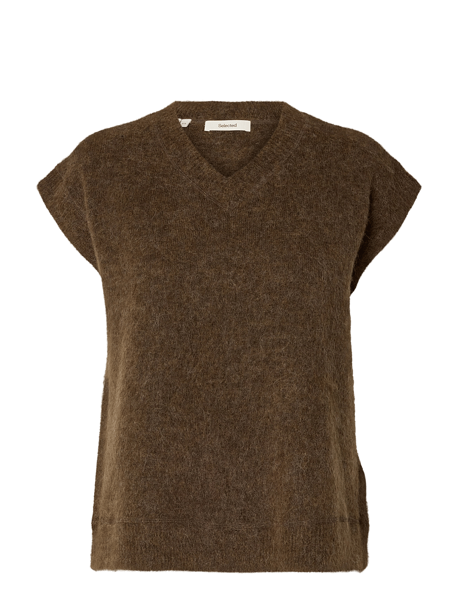 Selected - SLWLULU BRUSHED KNIT VEST - kootud vestid - dachshund - 0