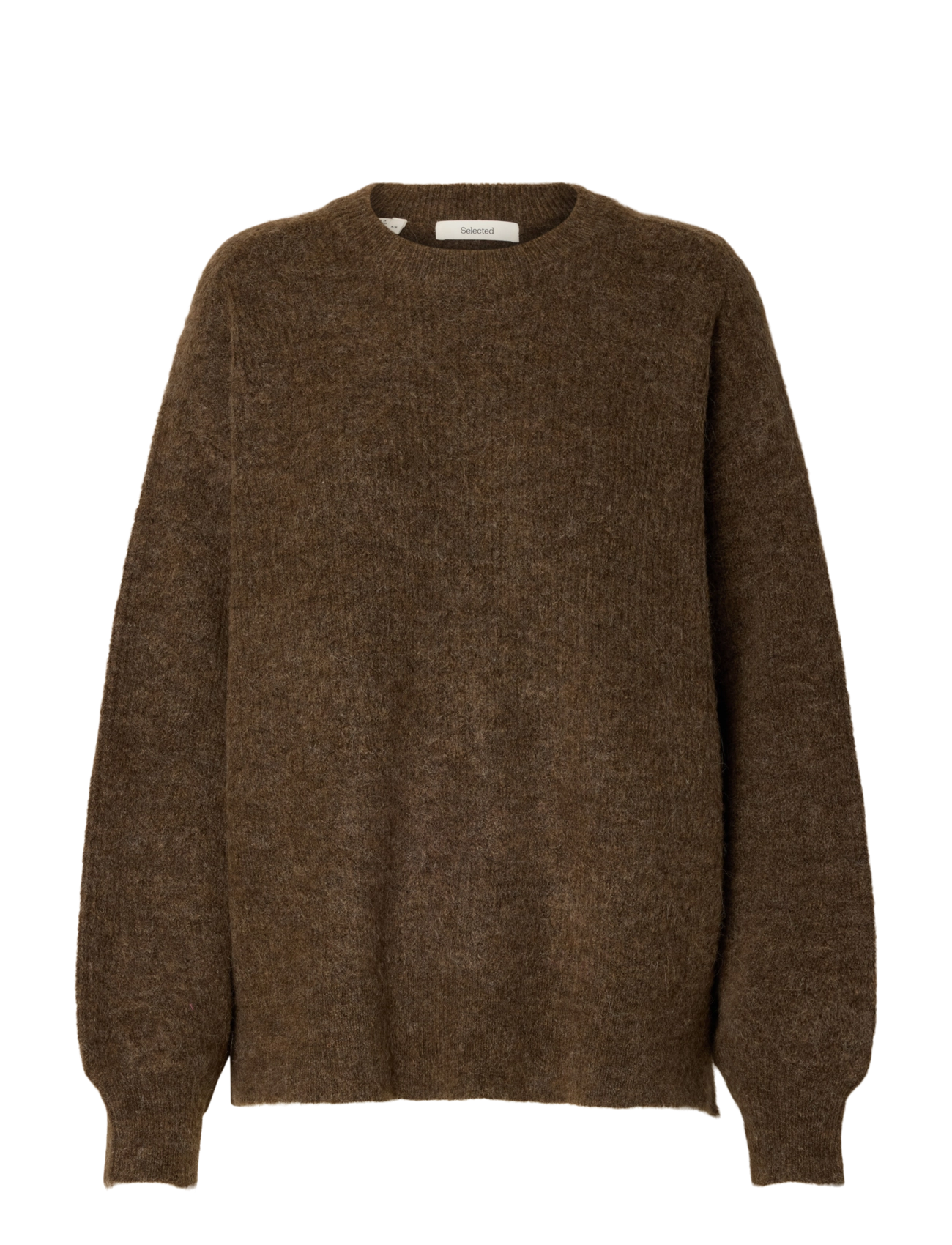 Selected SLWLULU LS KNIT RELAXED O-NECK - Striktrøjer - DACHSHUND / brown