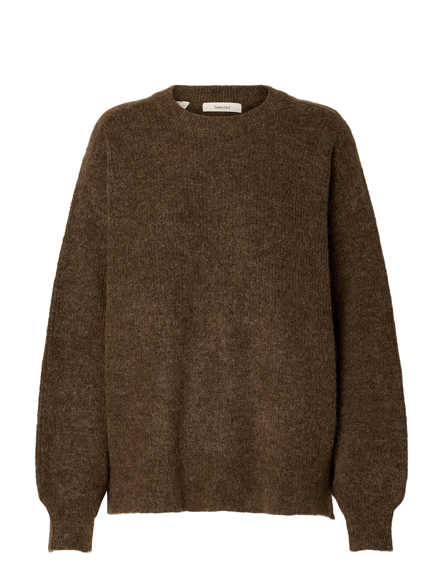 Selected - SLWLULU LS KNIT RELAXED O-NECK - striktrøjer - dachshund - 0