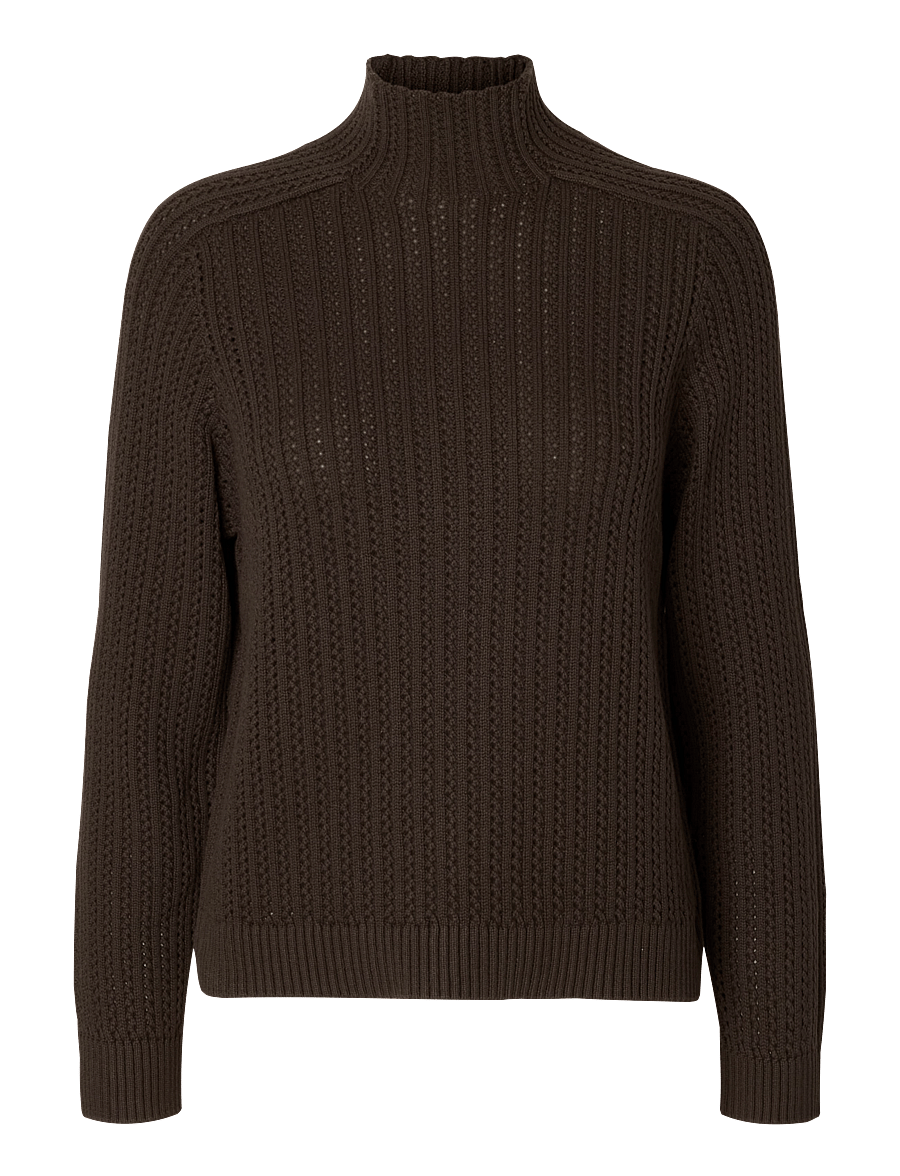 Selected - SLWOLGA LS KNIT STRUCTURE HIGH NECK - jumpers - delicioso - 0