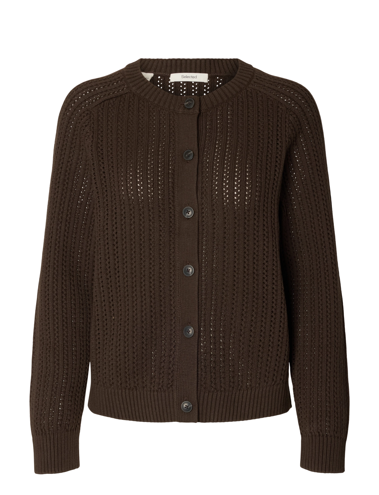 Selected SLWOLGA LS KNIT STRUC O-NECK CARDIGAN - Colours of the season - DELICIOSO / brown