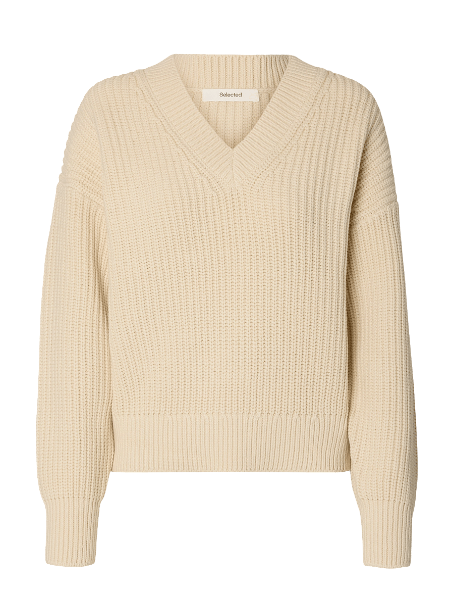 Selected - SLWSELMA SUS LS KNIT V-NECK - pullover - birch - 0