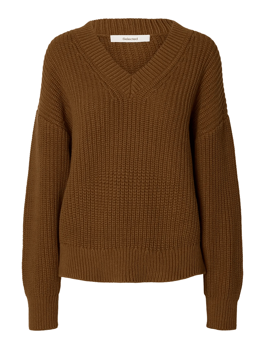 Selected - SLWSELMA SUS LS KNIT V-NECK - monks robe - 1